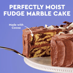 Slice of Duncan Hines Signature Fudge Marble Cake showcasing rich swirls