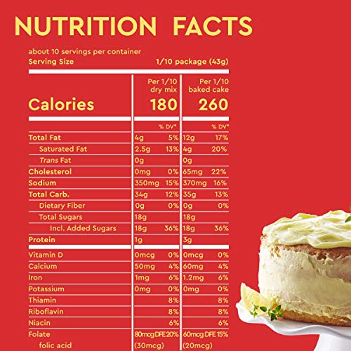 Duncan Hines Lemon Supreme packaging shows ingredients for vibrant lemon flavor.