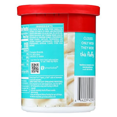 Duncan Hines whipped white frosting on cake layers adds a crisp, creamy finish