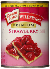 Duncan Hines Wilderness strawberry pie filling in a family pack for easy baking