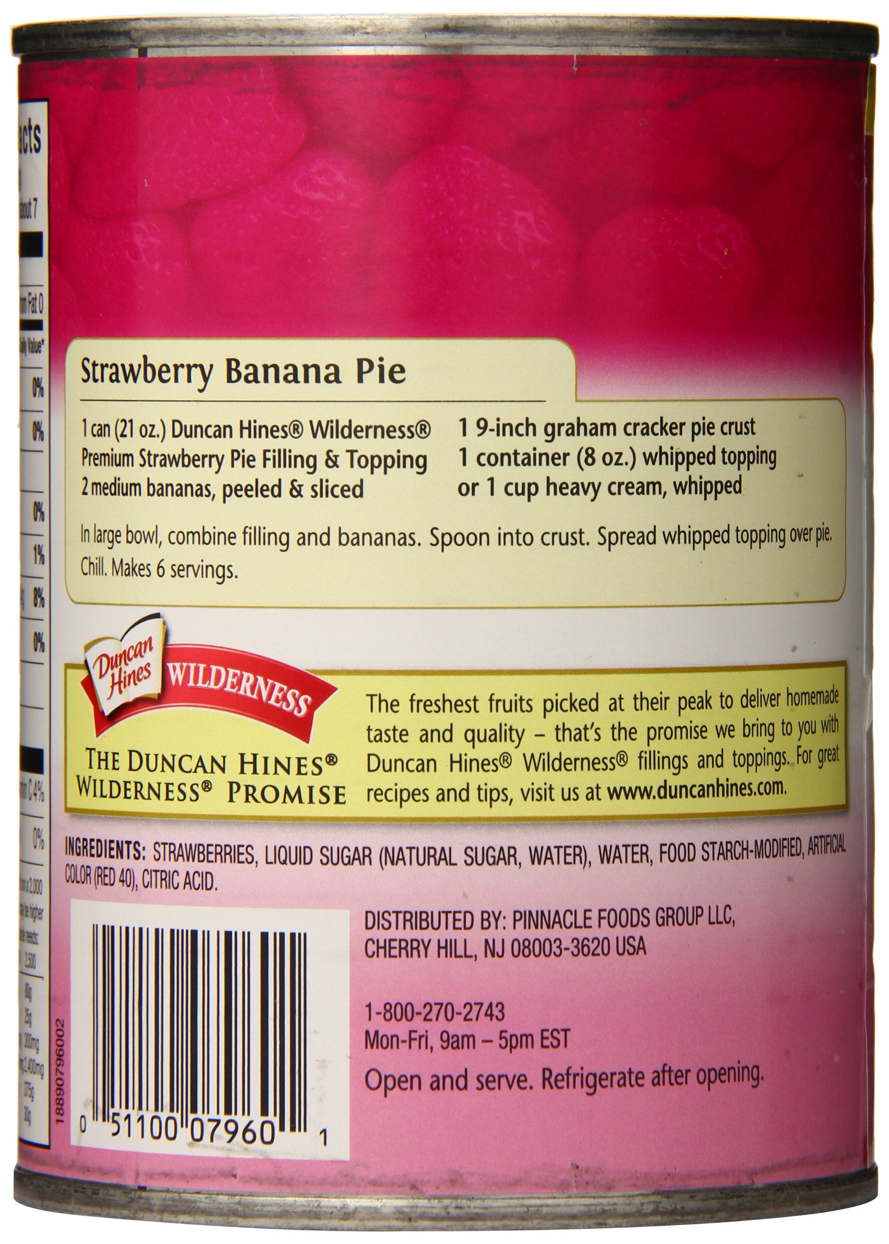 Duncan Hines Wilderness strawberry pie filling jar close up showing fresh fruit flavor
