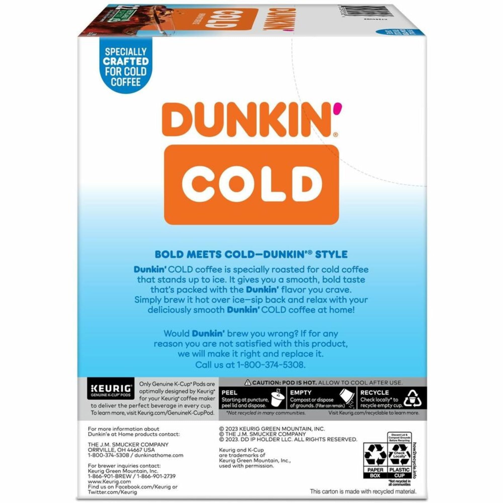 Dunkin Brew K-Cup Over Ice Arabica beans close up