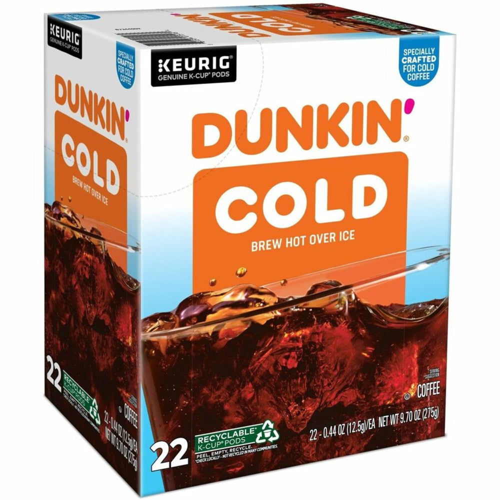 Dunkin Brew K-Cup Over Ice 22-count box shown on packaging