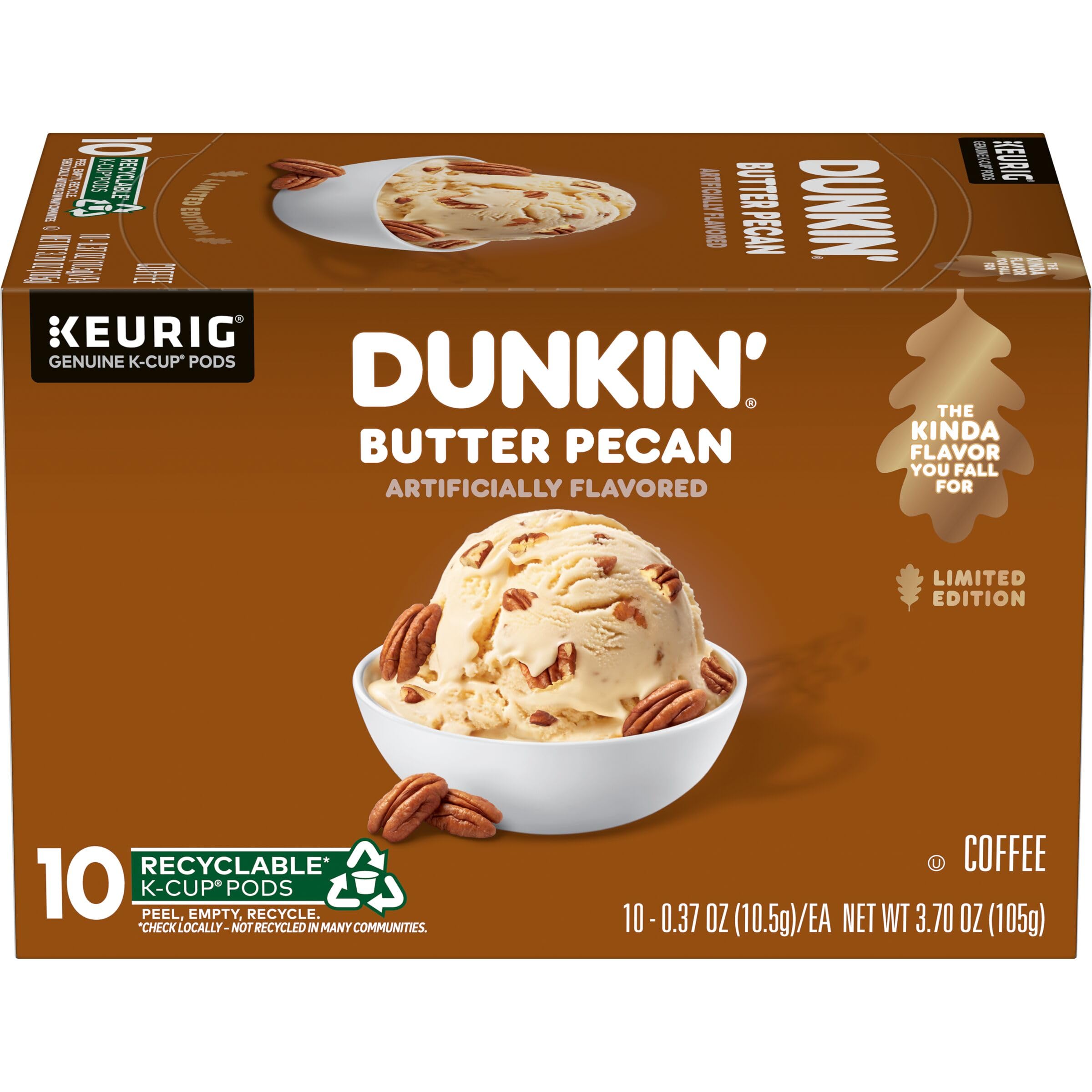 Dunkin' Butter Pecan K-Cup pods in a six-box bundle for home brewing.