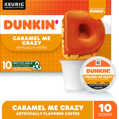 Dunkin' Caramel Me Crazy aroma rising from a steaming cup.