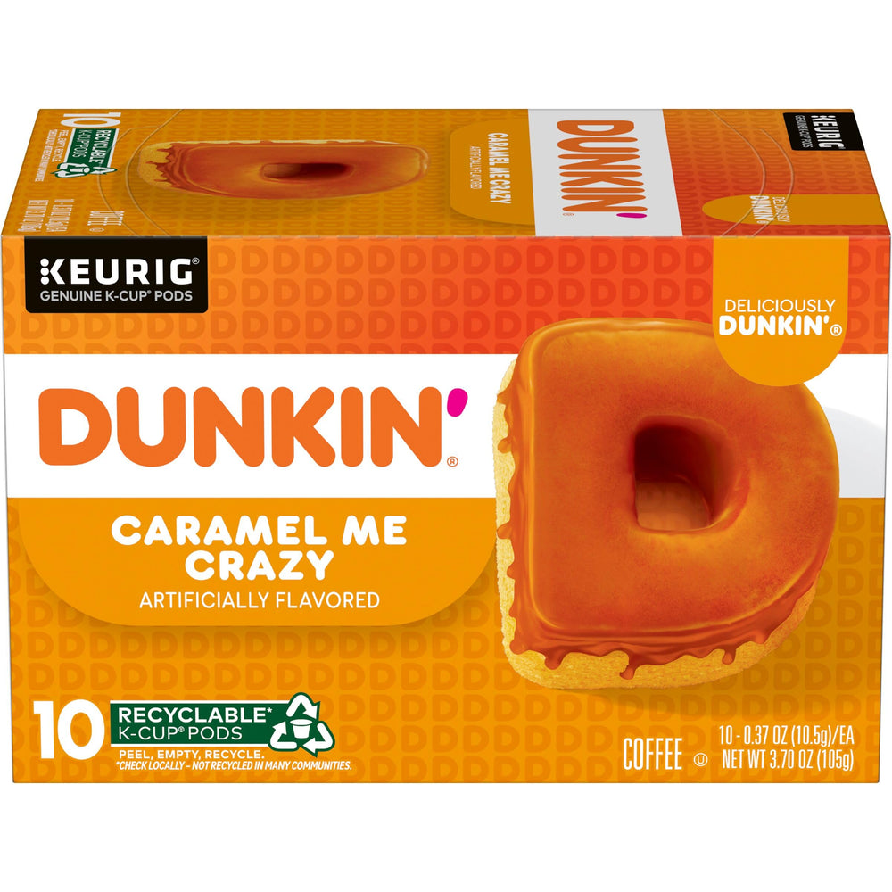Dunkin' Caramel Me Crazy box of pods for convenient at-home brewing.