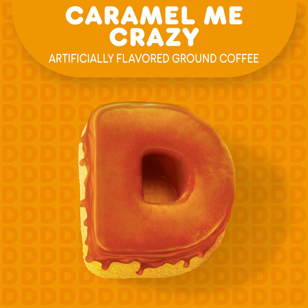 Limited-edition badge on Dunkin Caramel Me Crazy packaging