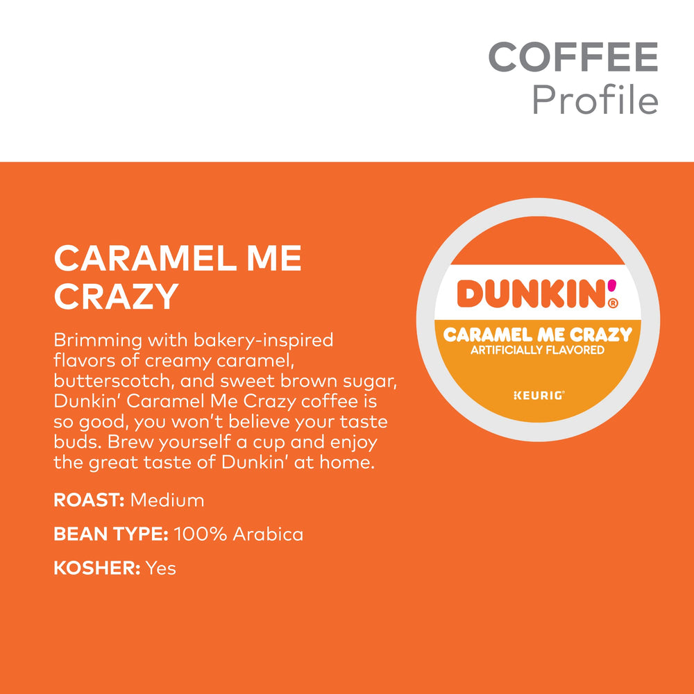 Dunkin Caramel Me Crazy packaging box displayed for easy shelf selection.
