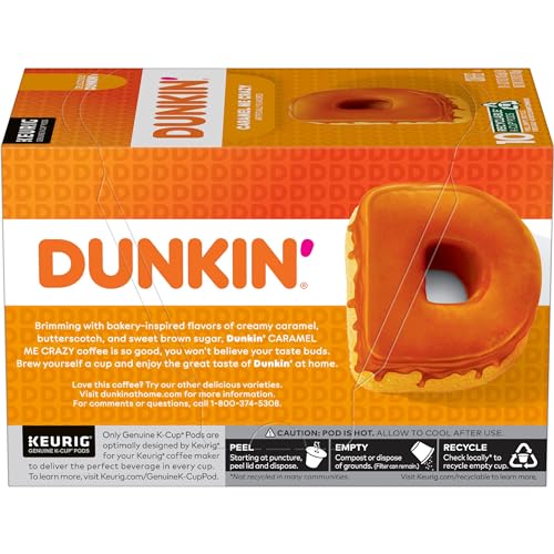 Dunkin Caramel Me Crazy pod in a Keurig brewer for a quick cup