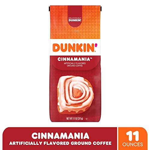 Dunkin Cinnamania coffee cup steam reveals bold cinnamon flavor ready to brew at home.