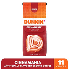 Dunkin Cinnamania coffee cup steam reveals bold cinnamon flavor ready to brew at home.