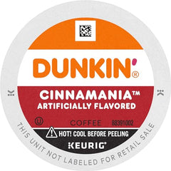 Dunkin Cinnamon Coffee Roll K-Cup closeup emphasizes rich medium roast in each pod
