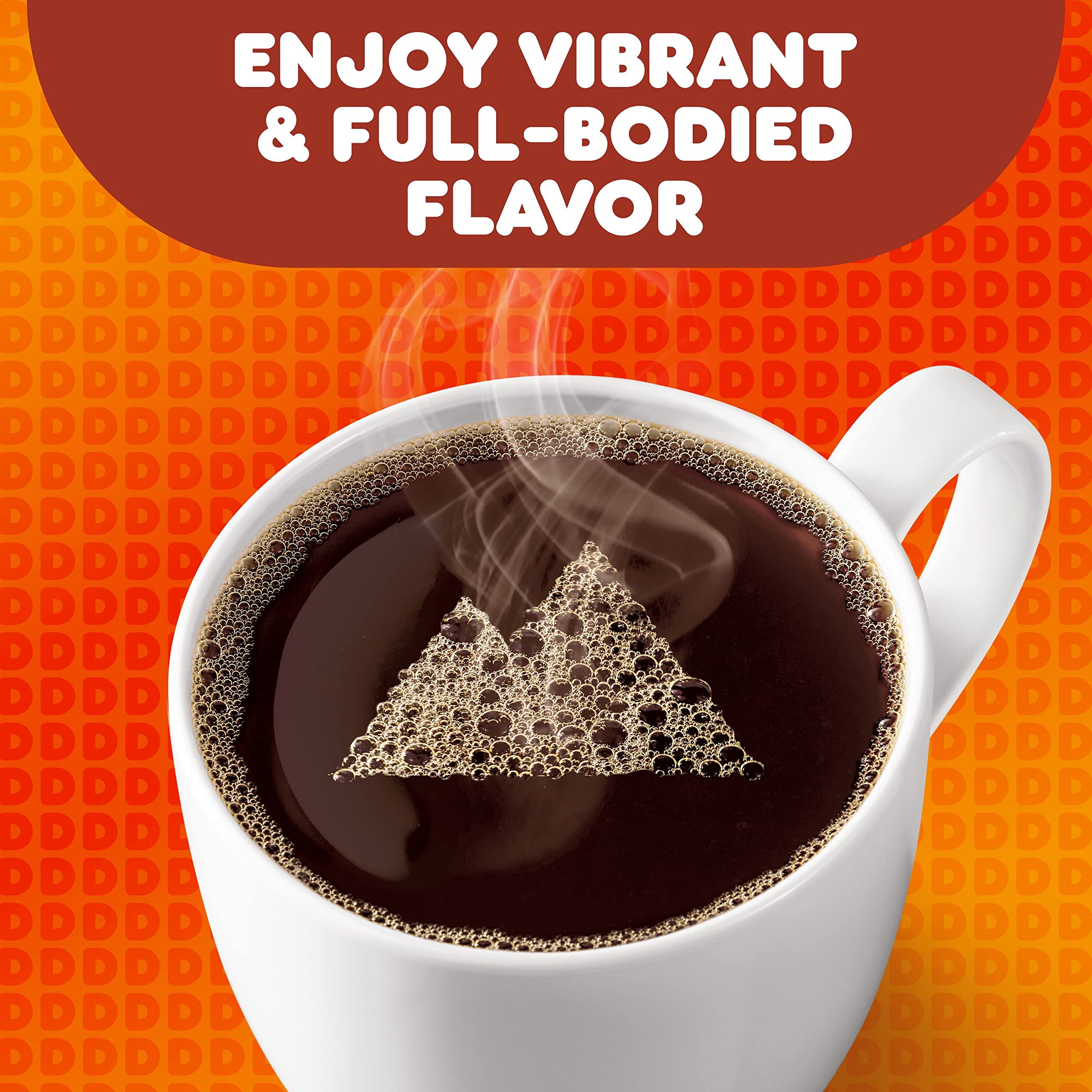 Dunkin' Colombian ground coffee cup with a bright brew.