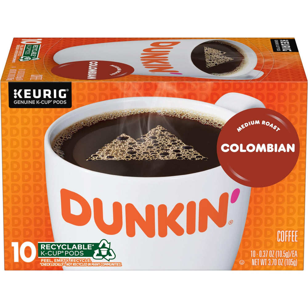 Dunkin Colombian medium roast K-Cup pods pack for quick morning brew