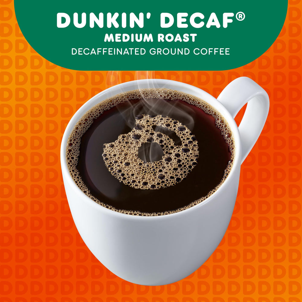Dunkin Decaf cup steaming with inviting aroma in the kitchen
