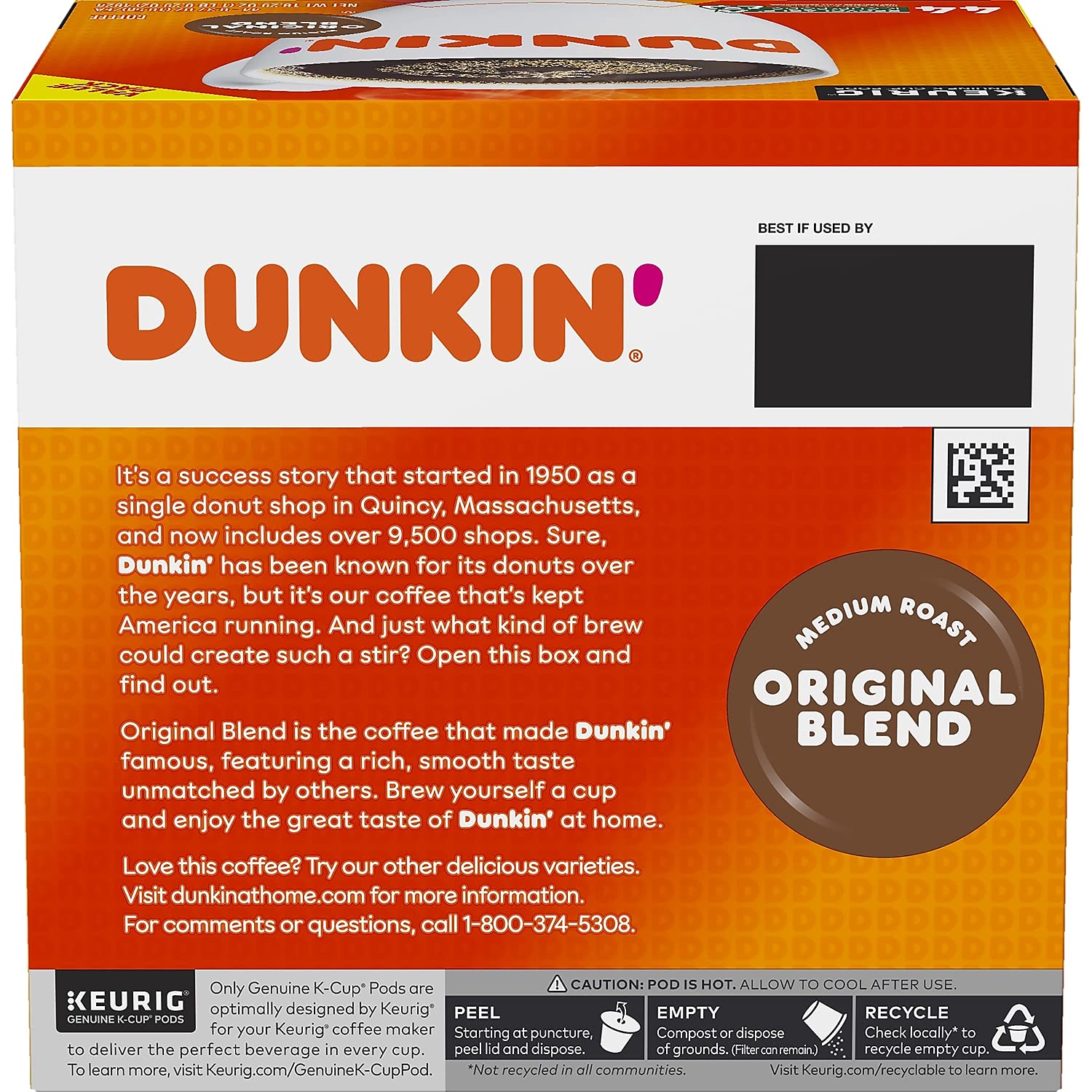 Dunkin Donuts arabica coffee flavor in convenient pods
