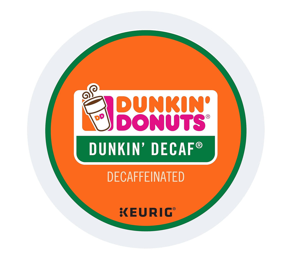 Close-up of Dunkin' Donuts decaf K-Cup pod for quick single-serve brew