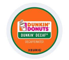 Close-up of Dunkin' Donuts decaf K-Cup pod for quick single-serve brew