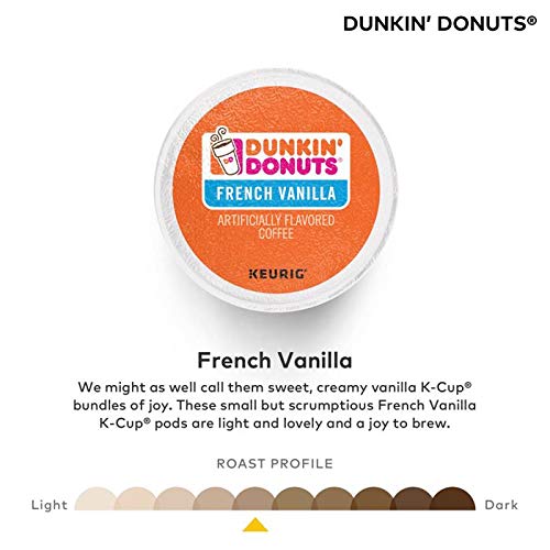 Brewing a Dunkin' Donuts French Vanilla K-Cup creates a creamy vanilla cup.