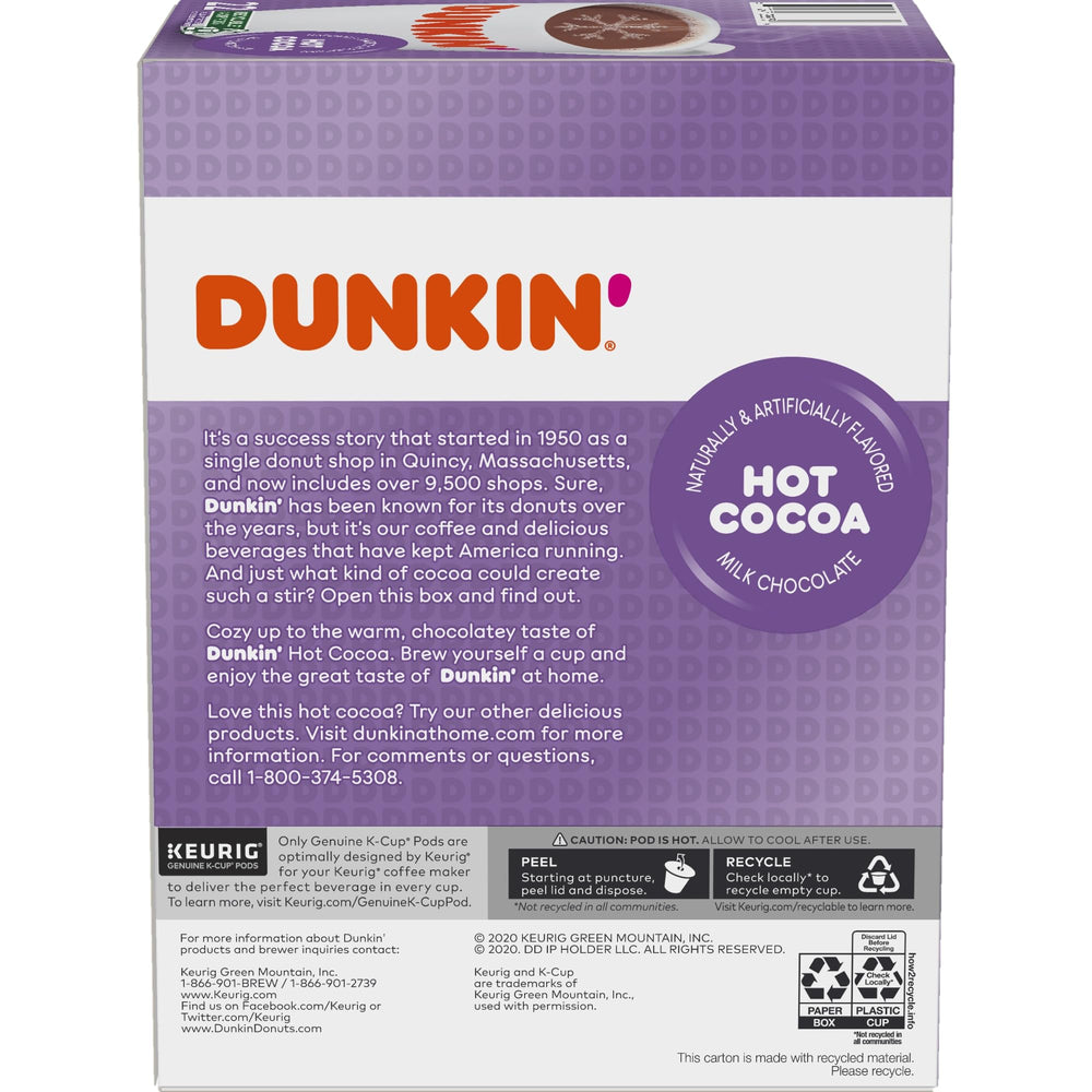 Dunkin' Donuts K-Cup pod is Keurig-compatible for easy brewing.