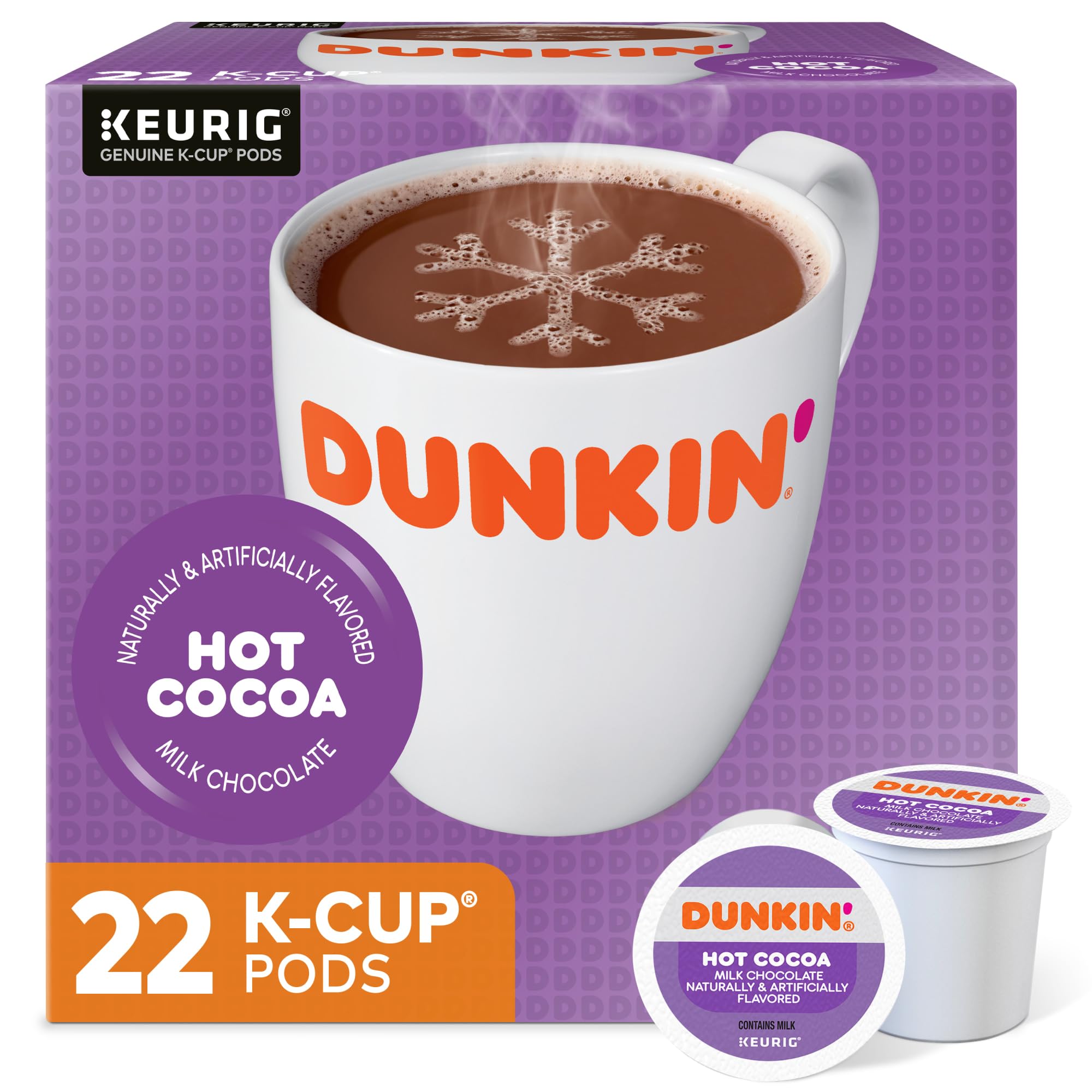 Steaming cup of Dunkin' Donuts hot cocoa reveals rich, creamy chocolate.