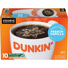 Dunkin' French Vanilla K-Cup pods ready for quick, flavorful mornings.