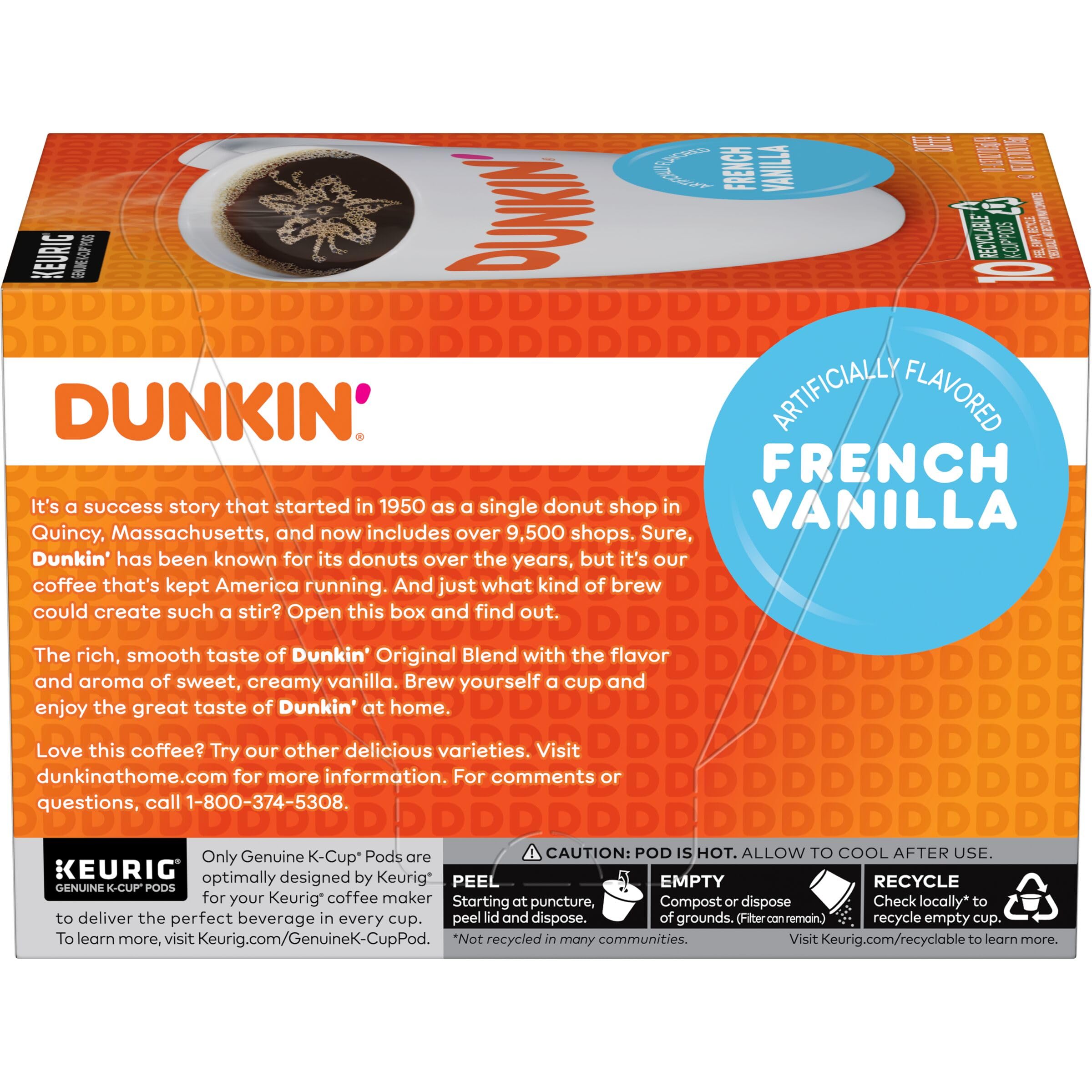 Morning table setup with Dunkin' French Vanilla suggests a simple daily ritual.