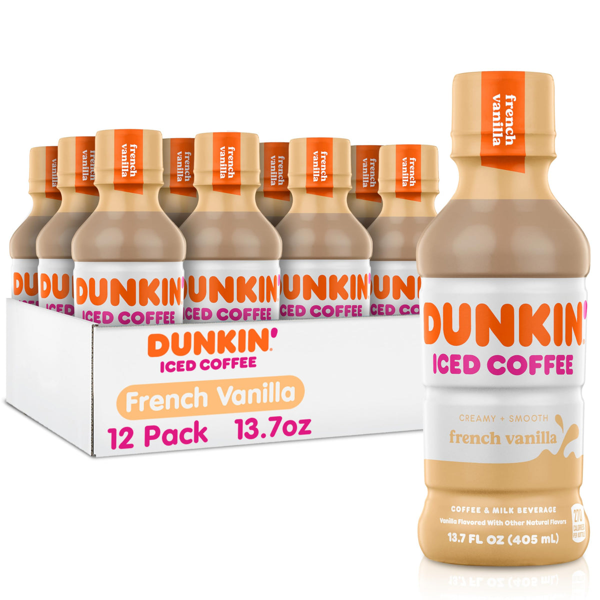 Dunkin French Vanilla Iced Coffee bottle pour offers grab-and-go energy