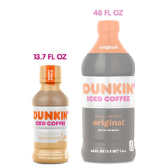 Dunkin French Vanilla Iced Coffee bottle, cold and ready for commutes
