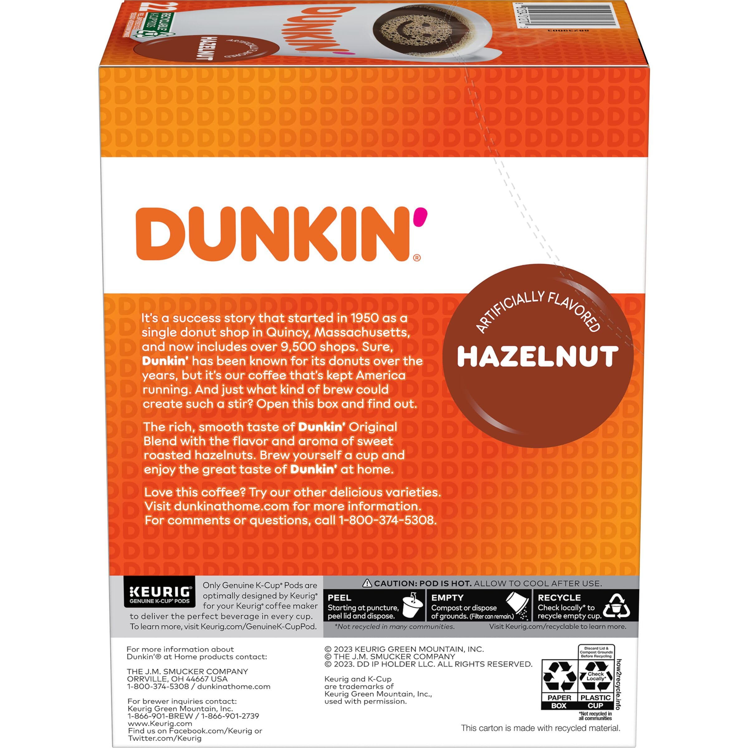 Dunkin Hazelnut pods ready for a quick Keurig brew in the morning