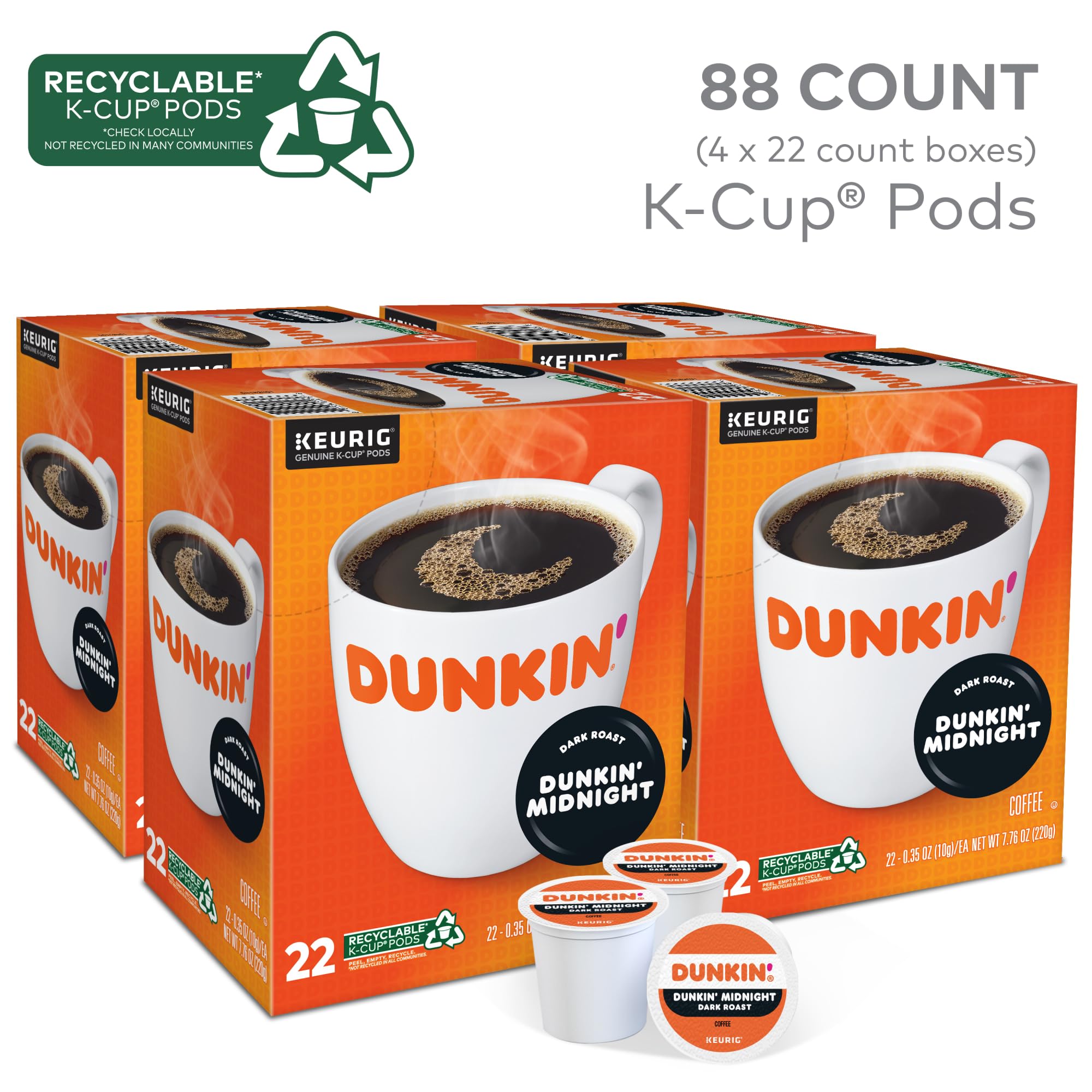 Dunkin' Donuts K-Cup pod close-up with Arabica beans highlighting rich flavor