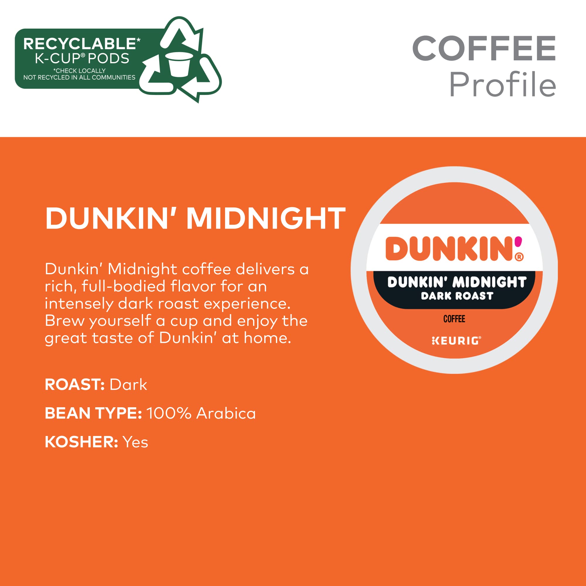 Dunkin' Donuts K-Cup label notes kosher dark roast option