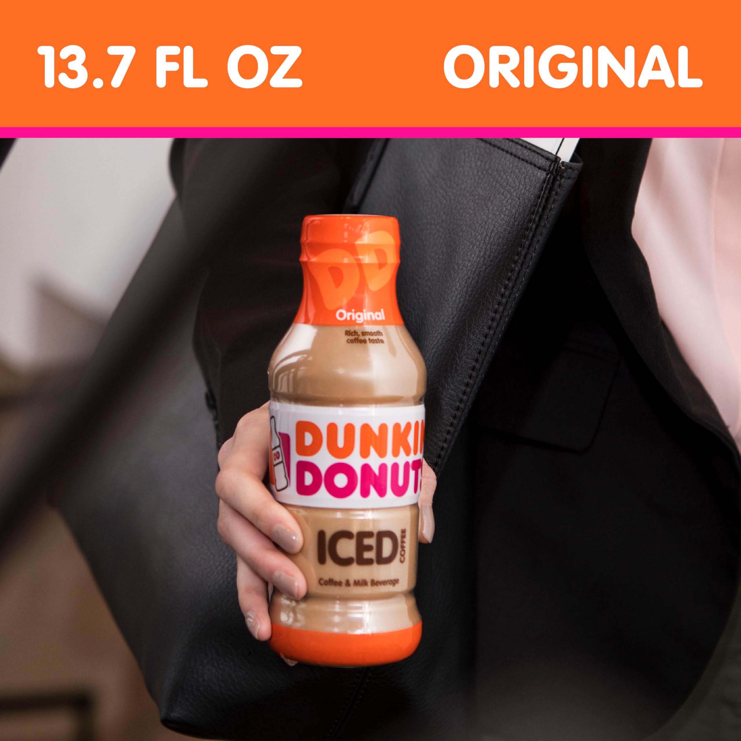 Dunkin logo visible on the Original Iced Coffee bottle