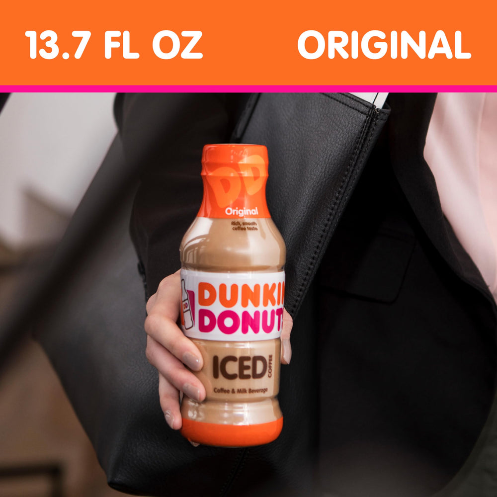 Dunkin logo visible on the Original Iced Coffee bottle
