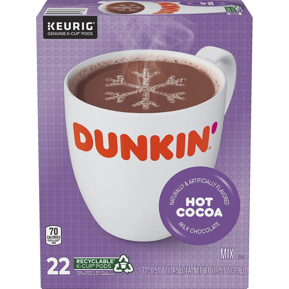 Dunkin Milk Chocolate Hot Cocoa Pods keurig-in-use for easy brewing.