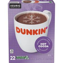 Dunkin Milk Chocolate Hot Cocoa Pods keurig-in-use for easy brewing.
