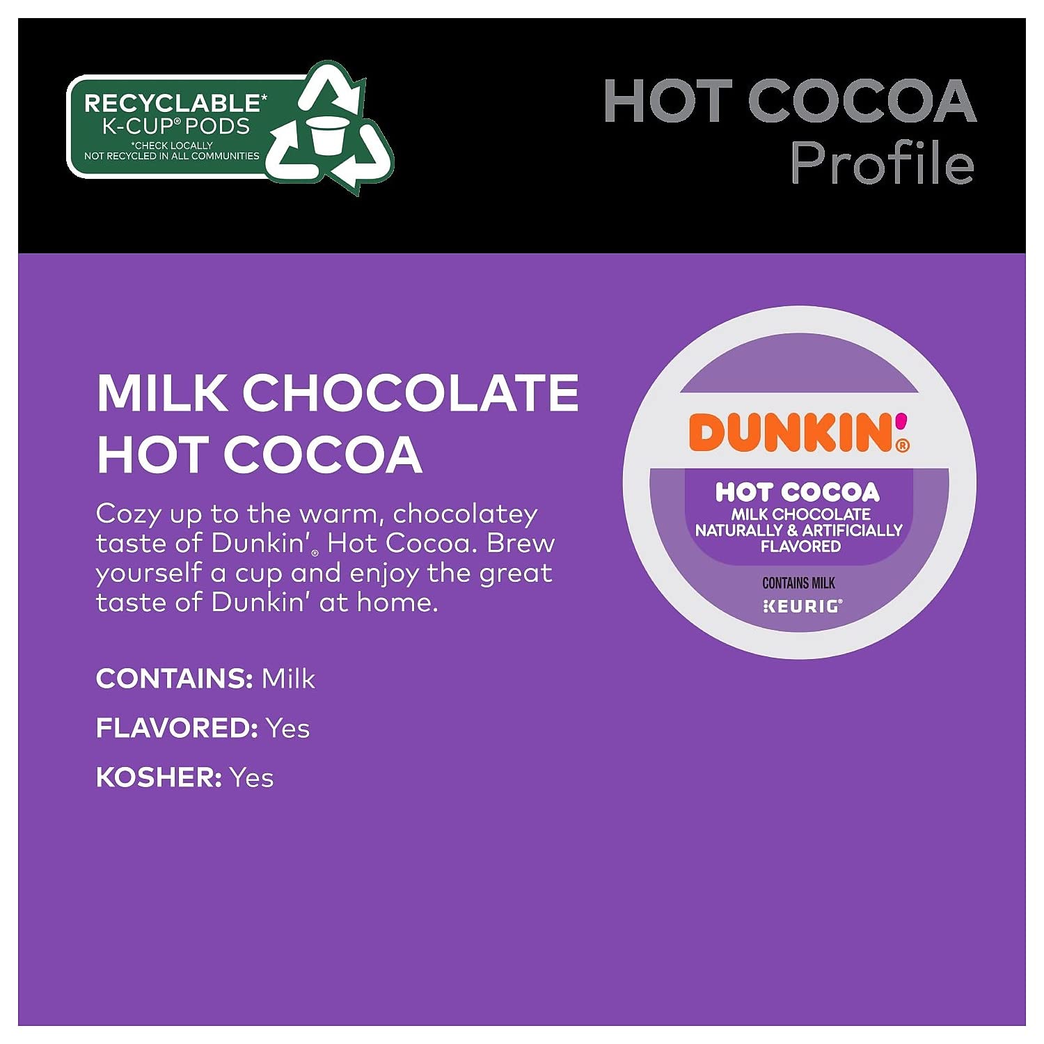 Dunkin Milk Chocolate Hot Cocoa Pods on-the-go convenient warmth.