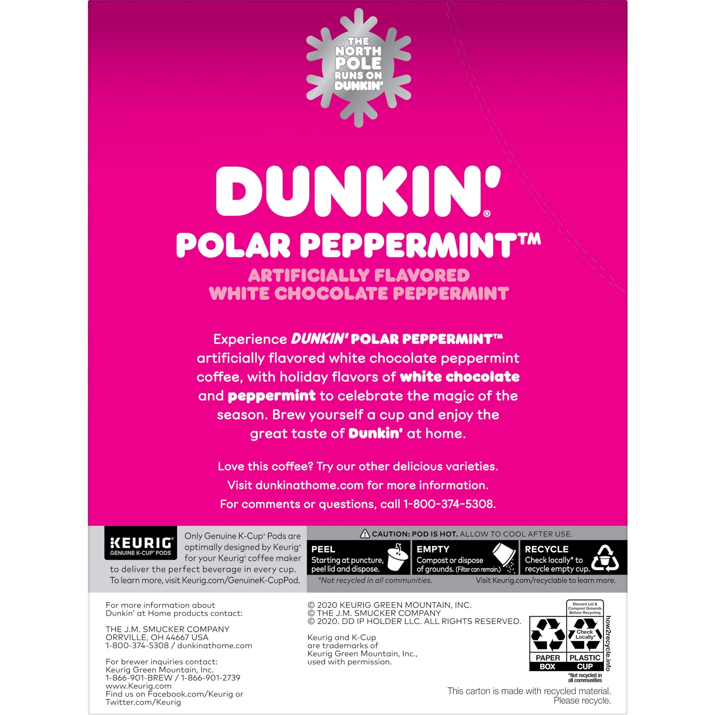 Dunkin Polar Peppermint K-Cup pour offers easy single-serve festive coffee at home.