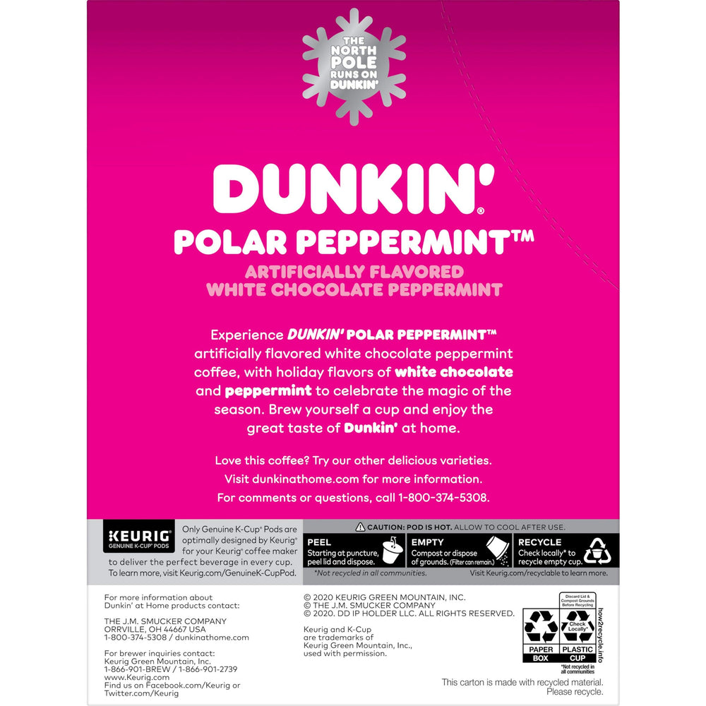 Dunkin Polar Peppermint K-Cup pour offers easy single-serve festive coffee at home.