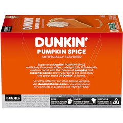 Dunkin' Pumpkin Spice pods closeup, rich pumpkin and cinnamon aroma.