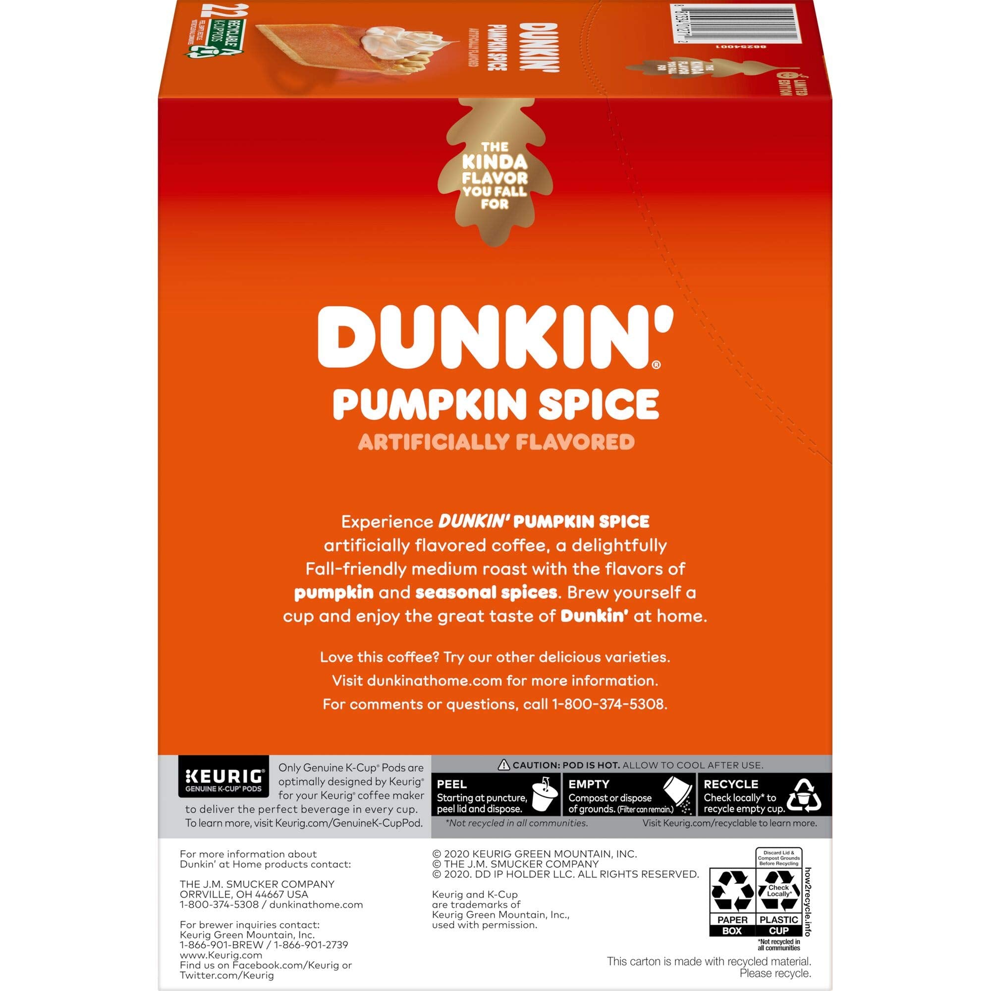 Dunkin' Pumpkin Spice packaging box on display for easy restock