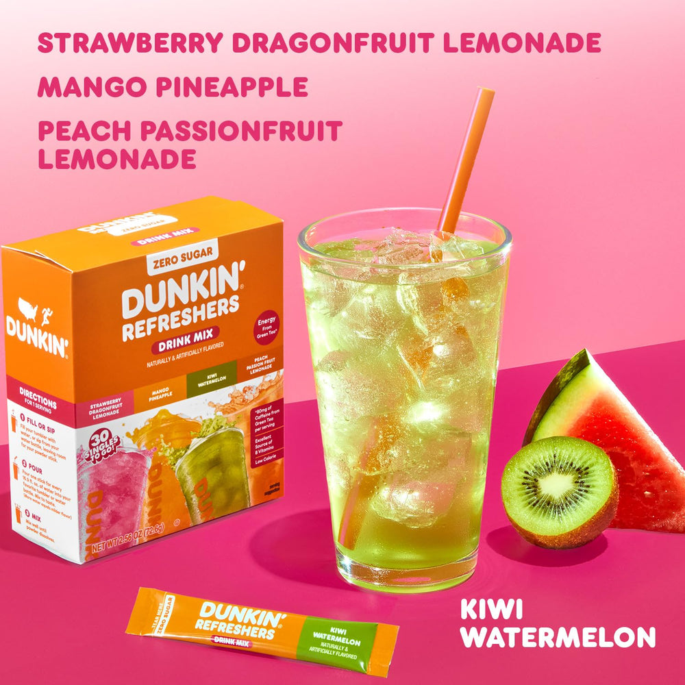 Dunkin Refreshers Singles To Go being poured into a glass for flavorful hydration