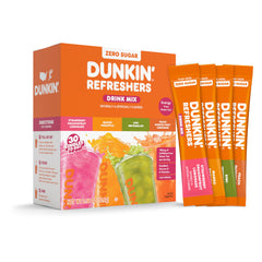 Dunkin Refreshers Singles To Go packet dissolves in water for on-the-go refreshment