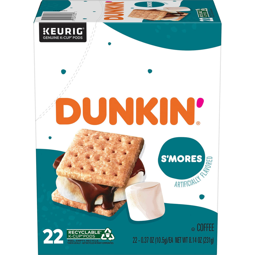 Dunkin' S’mores K-Cup box with 22-count pods for easy at-home brews.