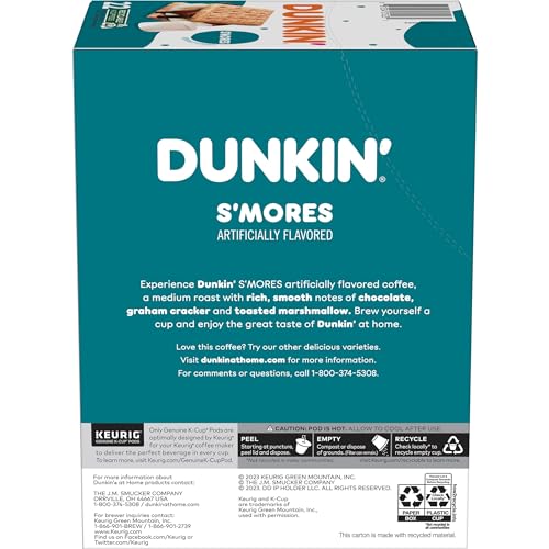 Dunkin' S’mores flavor notes highlight chocolate and graham cracker accents.