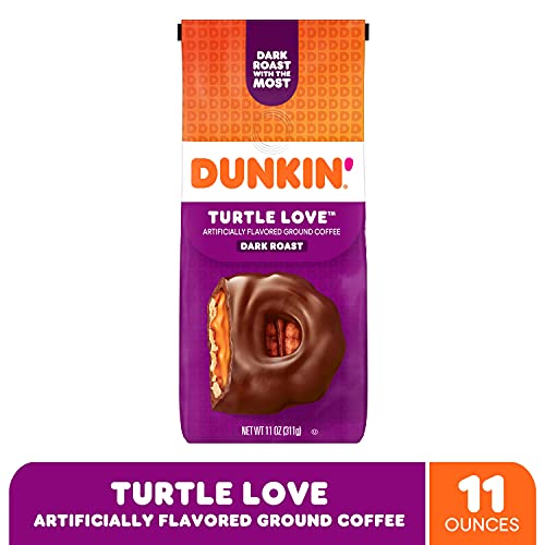 Dunkin Turtle Love coffee being poured for quick home brew