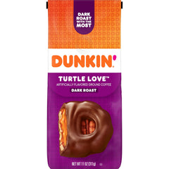 Dunkin Turtle Love ground coffee bag in home kitchen for easy brewing