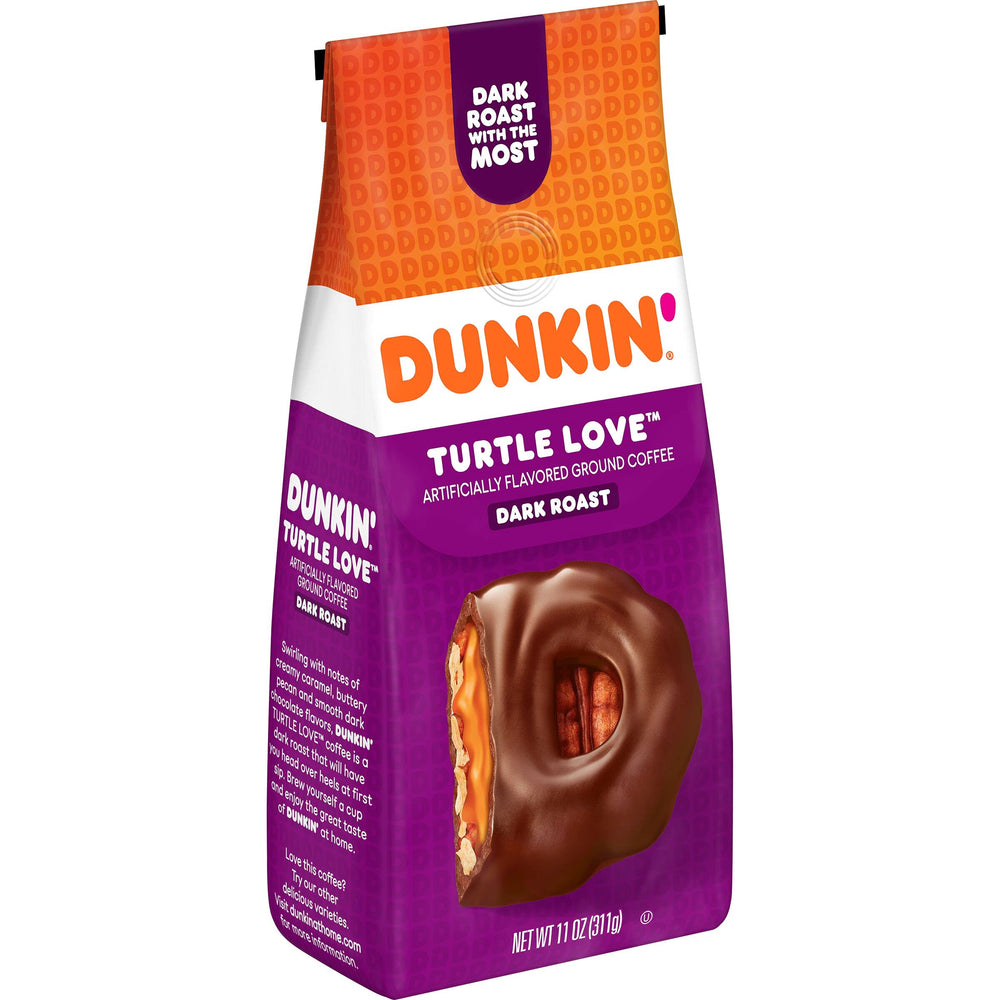 Dunkin Turtle Love packaging label showing flavor profile