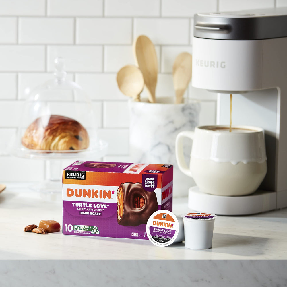 Dunkin Turtle Love packaging highlights flavor profile and warmth.