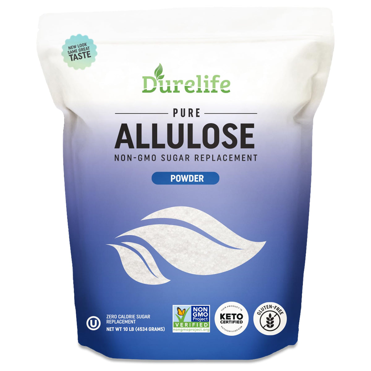 DureLife Allulose bulk pack front label shows zero calories for weight control.